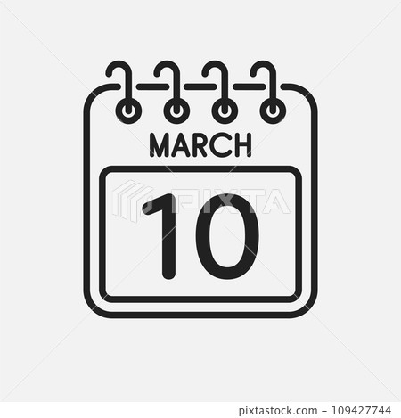 Icon page calendar day - 10 March Icon page calendar day - 10 March 109427744
