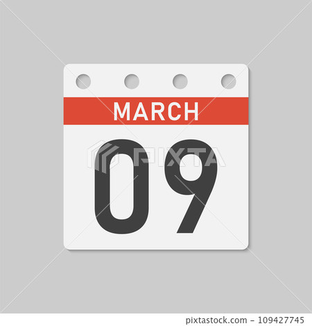 Icon page calendar day - 9 March Icon page calendar day - 9 March 109427745