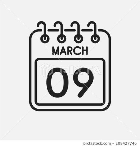Icon page calendar day - 9 March Icon page calendar day - 9 March 109427746