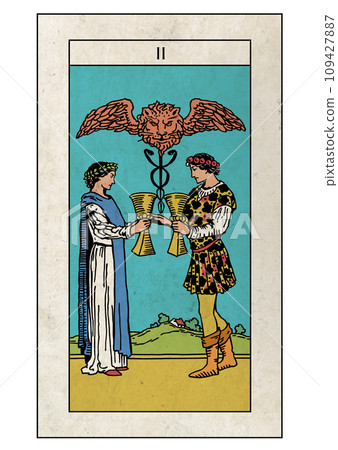 騎士塔羅牌小阿那聖杯 2 騎士塔羅牌小阿那聖杯 2 109427887