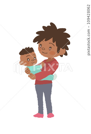 Illustration of a smiling mother and her baby 109428062