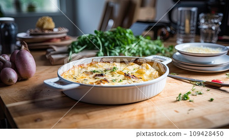 Potato gratin - graten, scalloped in baking dish Potato gratin - graten, scalloped in baking dish 109428450