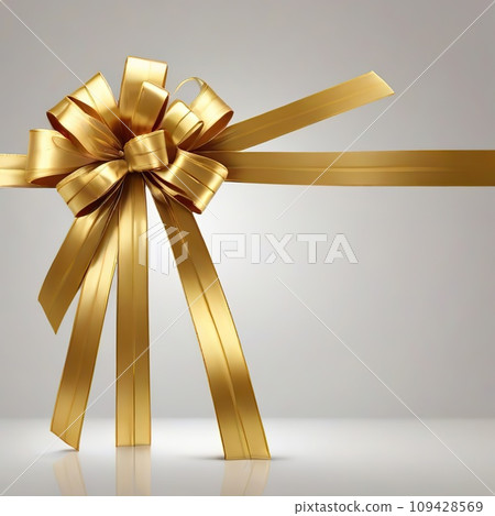 Golden gift bow isolated on white background. 3d render illustration. 109428569