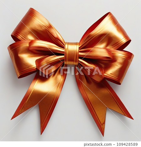 Decorative big golden red bow on a white background. Decorative big golden red bow on a white background. 109428589