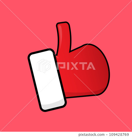 Santa Claus like icon vector illustration isolated on pink background. thumbs up hand santa symbol. Santa hand like 109428769
