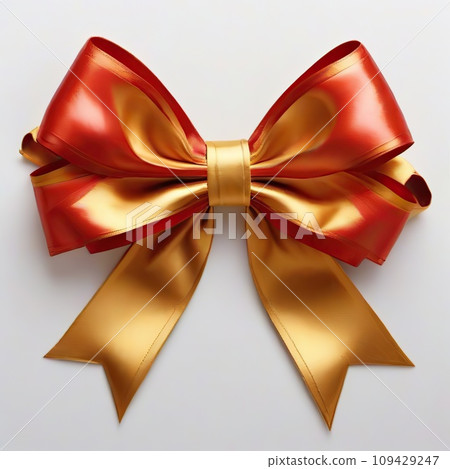 Decorative big golden red bow Decorative big golden red bow 109429247