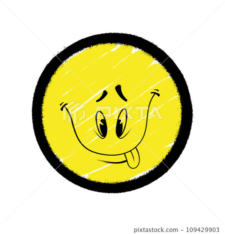 Graffiti emoticon. Smiling face painted spray paint. Vector illustration 109429903