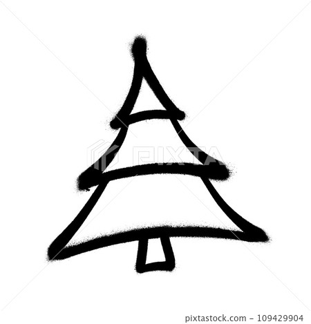 Sprayed christmas tree with overspray in black over white. Vector illustration. 109429904