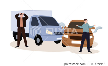 Car accident. Crash, collision at road traffic. Auto collision. Damaged vehicles, road accident collision Car accident. Crash, collision at road traffic. Auto collision. Damaged vehicles, road accident collision 109429943