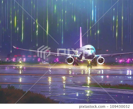 飛機在夜間接近跑道 飛機在夜間接近跑道 109430032