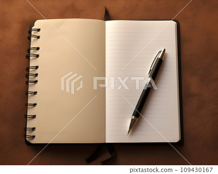 Memo Book and Pen Arrangement, Ideal for Note-Taking and Creativity.GenerativeAI. 109430167