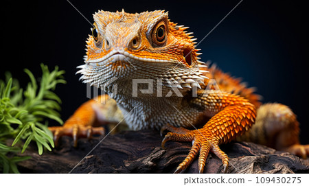Bearded dragon close-up, lizards for a terrarium and the ability to keep a pet at home, advertising a clinic or reptile nutrition 109430275
