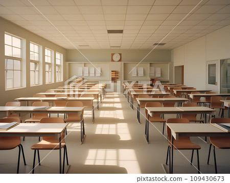 Sleek Spaces: The Emptiness of a Modern Classroom.GenerativeAI. 109430673
