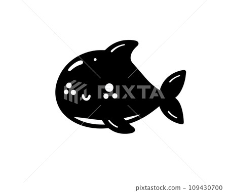 Cute kawaii fish vector illustration with black color white background 109430700