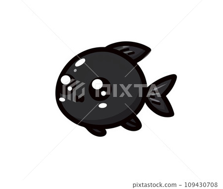 Cute kawaii fish vector illustration with black color white background 109430708