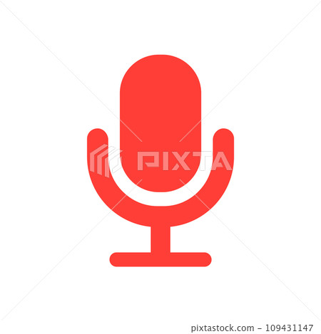 Red microphone icon - image material when microphone is on or recording/conversation is in progress Red microphone icon - image material when microphone is on or recording/conversation is in progress 109431147