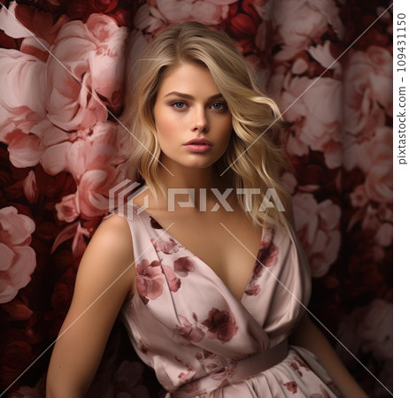 a beautiful blonde woman with a silhouette, 109431150