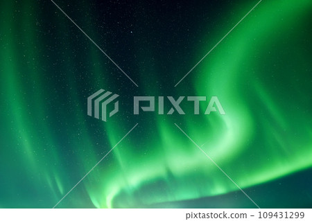 Sky with green polar lights and stars Sky with green polar lights and stars 109431299