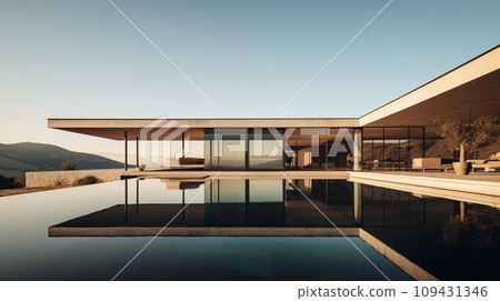 AI-generated content. Harmony in the hills, sleek architecture meets wild terrain. Generative AI 109431346