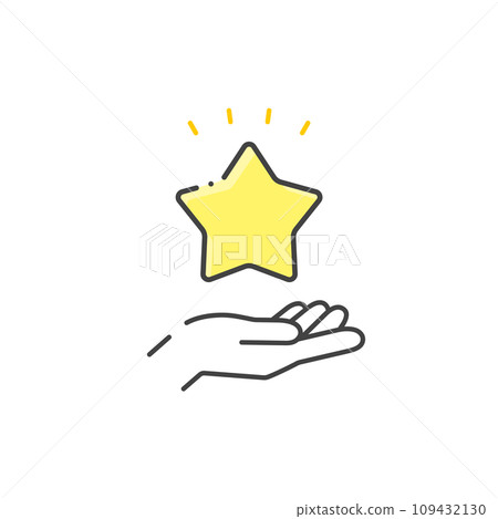 Line drawing icon of a person's hand holding a star - Recommended/Important/Ranking image material Line drawing icon of a person's hand holding a star - Recommended/Important/Ranking image material 109432130