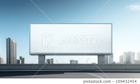 Billboard mockup with blank front, realistic on a mockup template in a skyway platform 109432454