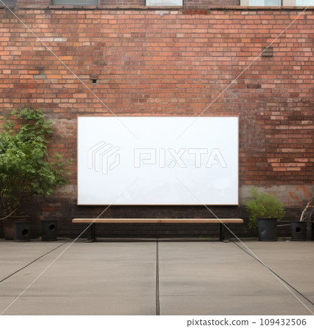 Billboard mockup with blank front, realistic on a mockup template in grunge brick wall 109432506