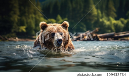 brown bear in the river, 109432784