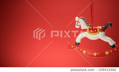 Carousel Horse decoration with red background 109432980