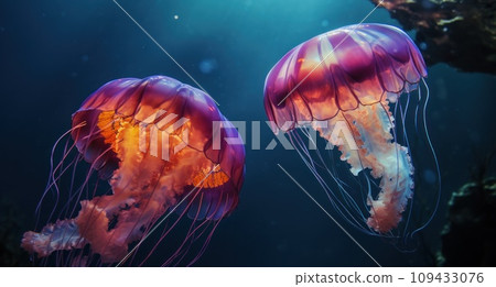 floating in the sea with jellyfish, floating in the sea with jellyfish, 109433076