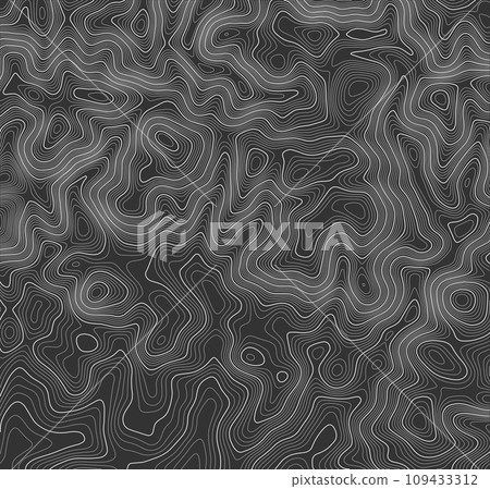 Grey contours vector topography. Mountain terrain geographic map. Elevation graphic contour height lines. Topographic map 109433312