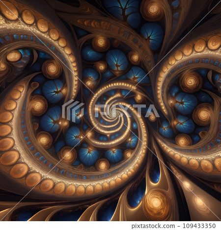 AI-generated content. A colorful swirly fractal pattern. 109433350