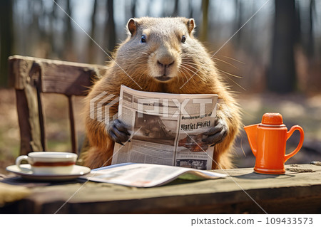 Capibara is reading the newspaper Capibara is reading the newspaper 109433573