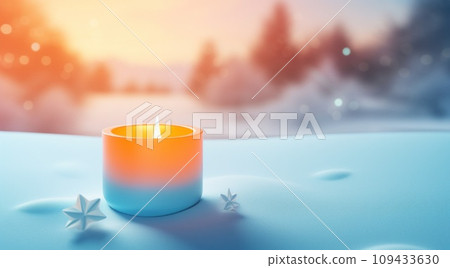 image of a candle burning in a winter scene, image of a candle burning in a winter scene, 109433630