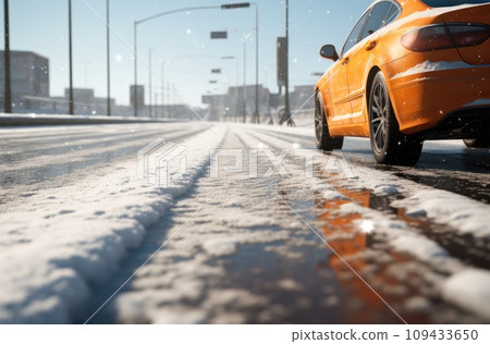 image of automobile driving a snowy street, image of automobile driving a snowy street, 109433650