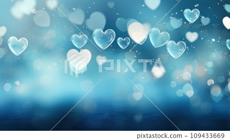 cute hearts are reflected in the blue background, 109433669