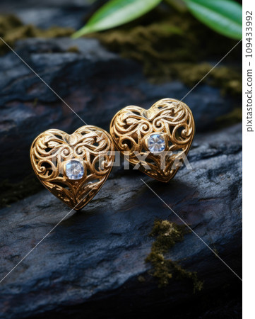 stud earrings with hand crafted heart designs, stud earrings with hand crafted heart designs, 109433992