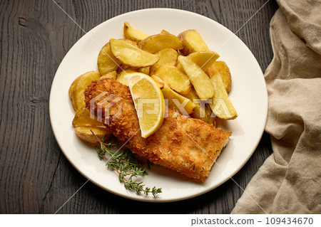 plate of fish and chips plate of fish and chips 109434670