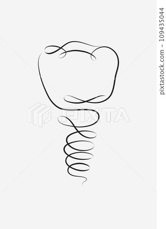 Docked implant and dental crown linear style Docked implant and dental crown linear style 109435044