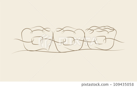 Teeth braces illustration beige color 109435058