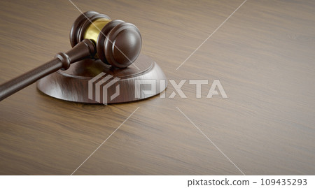 Gavel Resting on a Table with Room For Text. 109435293