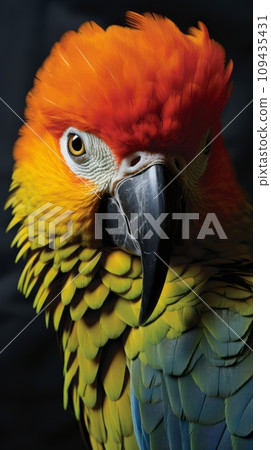 Bright exotic tropical bird parrot 109435431