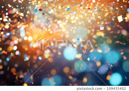 Blurred background with confetti and sparkles 109435482