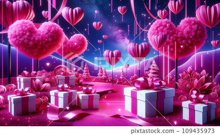 粉紅色節日幻想-AI生成圖像 粉紅色節日幻想-AI生成圖像 109435973