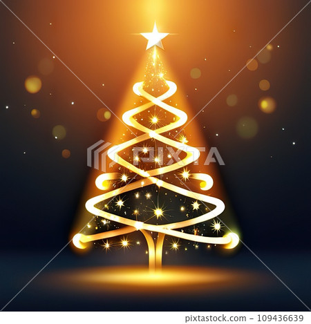 AI-generated content. Lights with christmas treebright decoration for merry xmas greeting 109436639