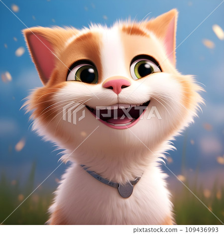 Cute adorable big eyes kitten. Blurred background. Generative AI 109436993