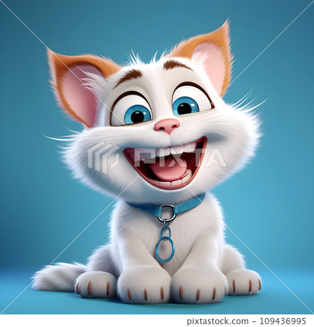 Cartoon adorable big eyes kitty kitten. Generative AI 109436995