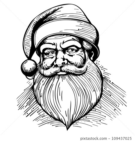 sketch Santa Claus. Black and white hand drawn vector illustration isolated. 109437025