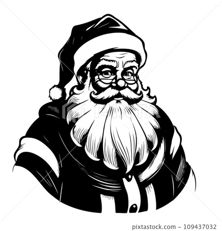 sketch Santa Claus portrait vector illustration sketch, isolated line art hand drawn 109437032