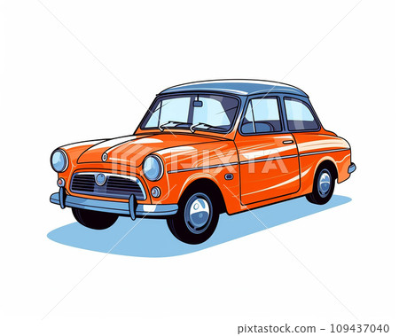 Retro car. Two-door stylish car. Side view. Illustration on white background. 109437040
