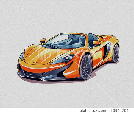 Cartoon orange sport car on a white background. 109437041